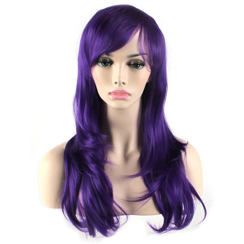 Akstore 28 inch Fashion Wigs Long Wavy Curly Hair Cosplay Wig (Purple) - Image 2
